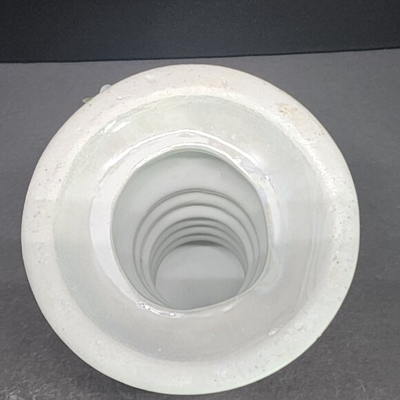 Vintage Iridescent Vase Pedestal Ceramic Glazed with Flower Applied 6'' Tall - Picture 5 of 8